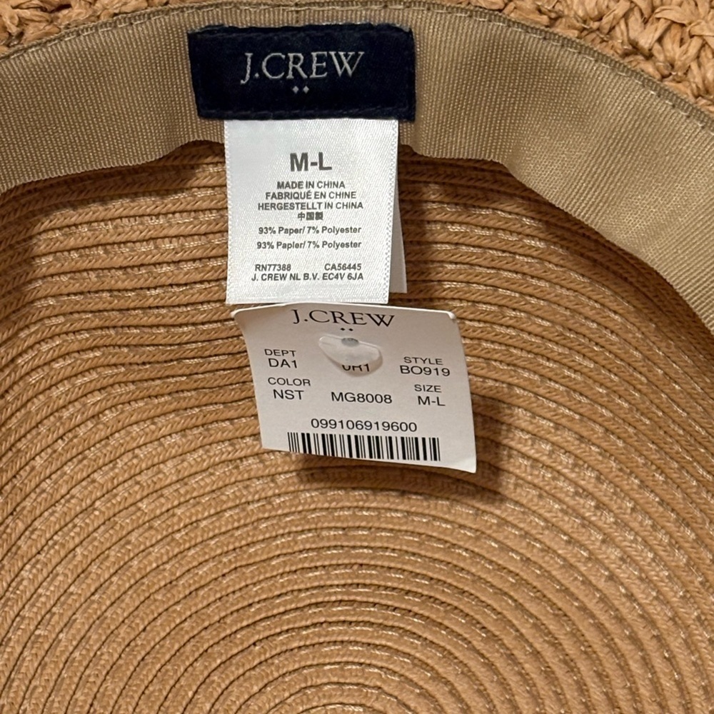 J. Crew Tan Straw Sun Hat with Pink Braided Band - Picture 6 of 6